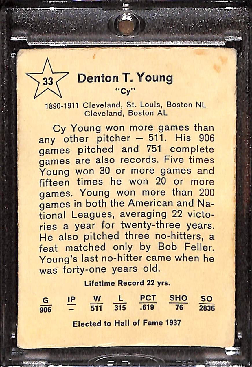 FIINR Baseball Card 1961 Golden Cy Young Grove #33 Baseball Card - Amazing Condition
