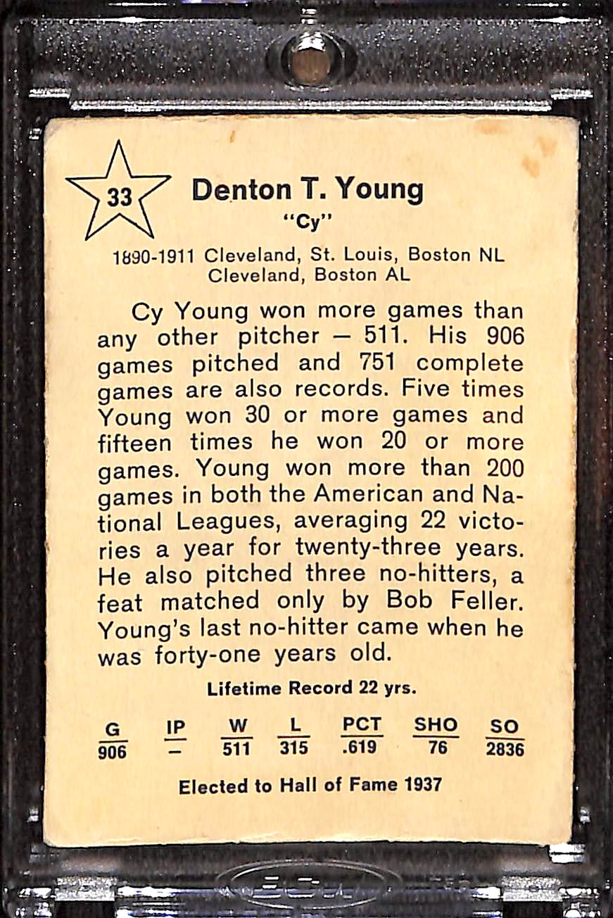 FIINR Baseball Card 1961 Golden Cy Young Grove #33 Baseball Card - Amazing Condition