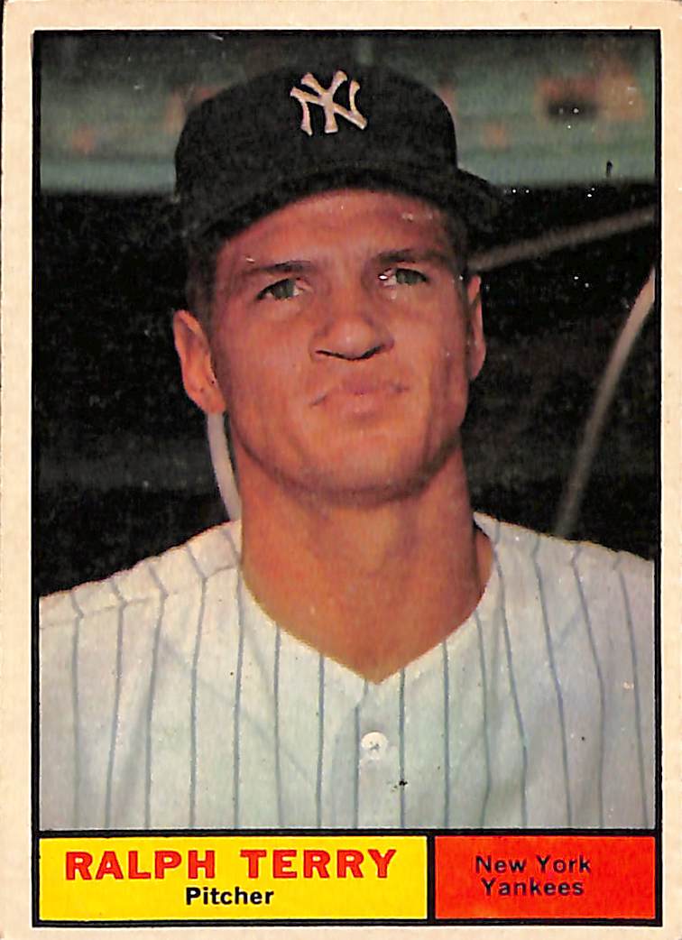 FIINR Baseball Card 1961 Topps Ralph Terry Vintage Baseball Card #389 - Mint Condition