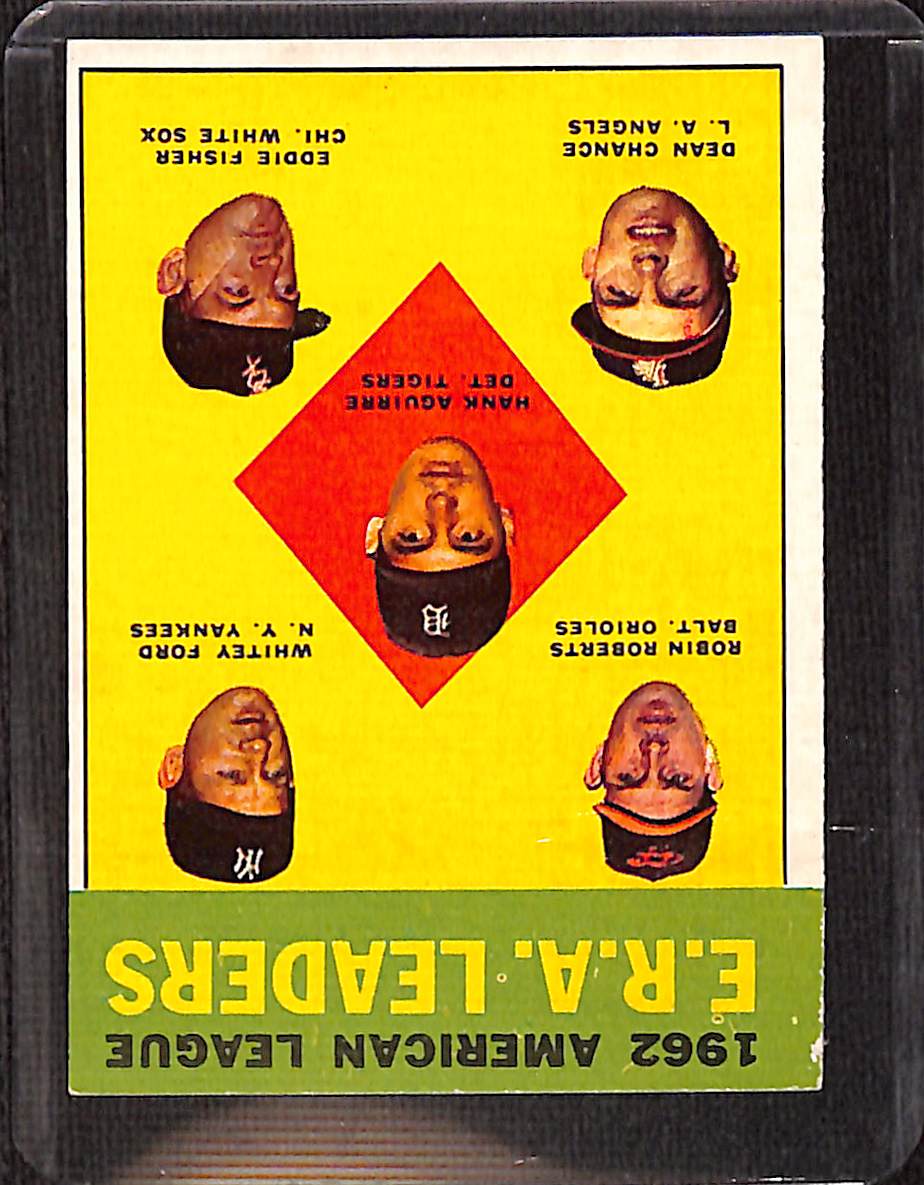 FIINR Baseball Card 1962 Topps E.R.A Leaders Vintage Baseball Card - Robin Roberts - Whitey Ford  - Hank Aguirre - Dean Chance  - Eddie Fisher  #6 - Mint Condition