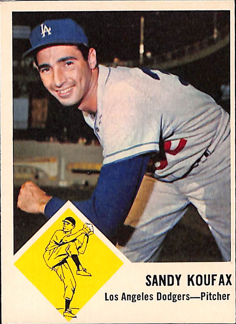 FIINR Baseball Card 1963 Fleer Sandy Koufax Baseball Card Brooklyn Dodgers Error Card #42 - Error Miss Cut - Mint Condition