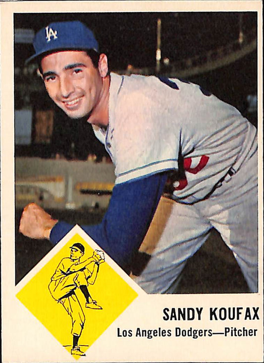 FIINR Baseball Card 1963 Fleer Sandy Koufax Baseball Card Brooklyn Dodgers Error Card #42 - Error Miss Cut - Mint Condition