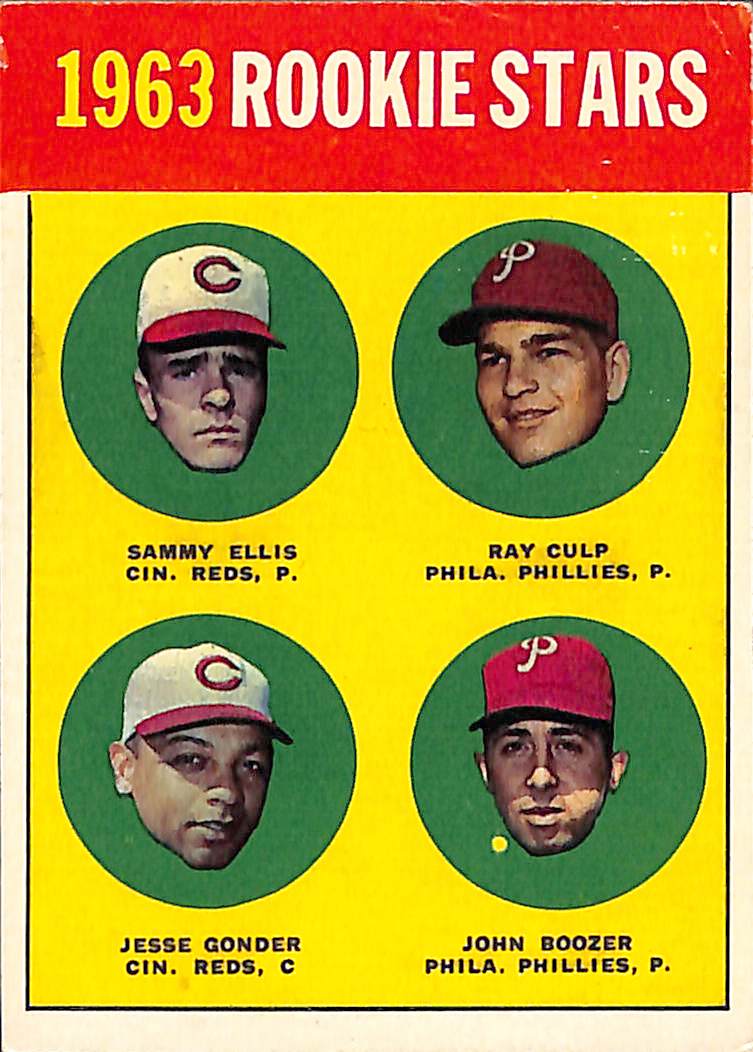 FIINR Baseball Card 1963 Rookie Stars Vintage Baseball Card - Sammy Ellis - Ray Culp - Jesse Gonder - John Boozer #29 - Mint Condition
