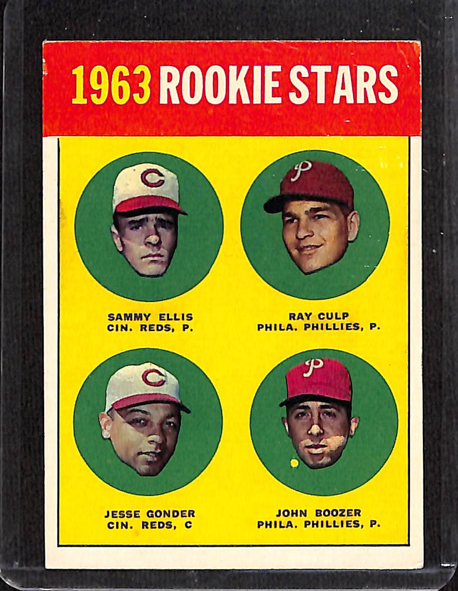 FIINR Baseball Card 1963 Rookie Stars Vintage Baseball Card - Sammy Ellis - Ray Culp - Jesse Gonder - John Boozer #29 - Mint Condition