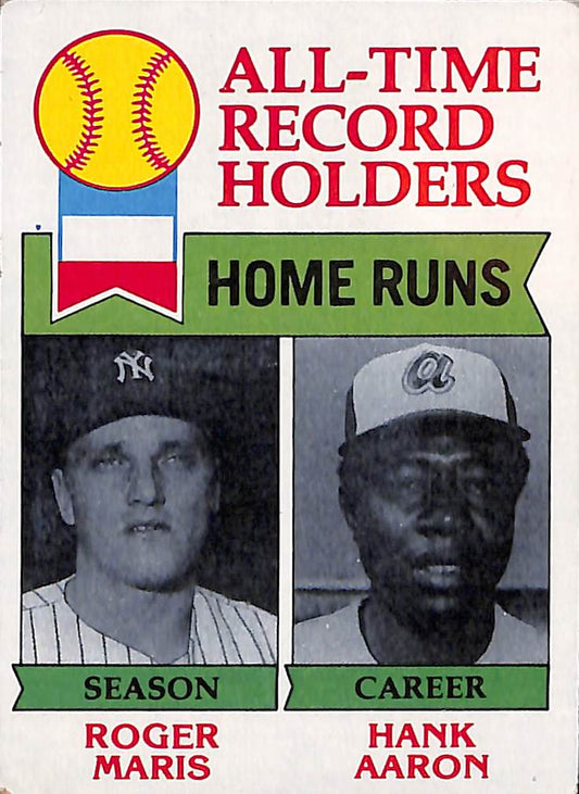 FIINR Baseball Card 1979 Topps Roger Marris and Hank Arron Baseball Card #413 - Great Condition
