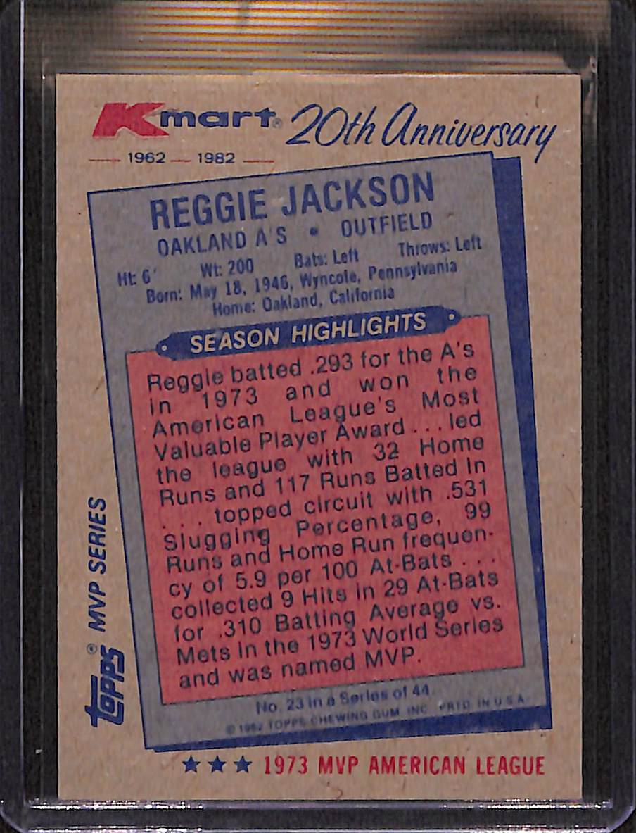 FIINR Baseball Card 1982 Topps Kmart Reggie Jackson Vintage Baseball Card #23 - Great Condition