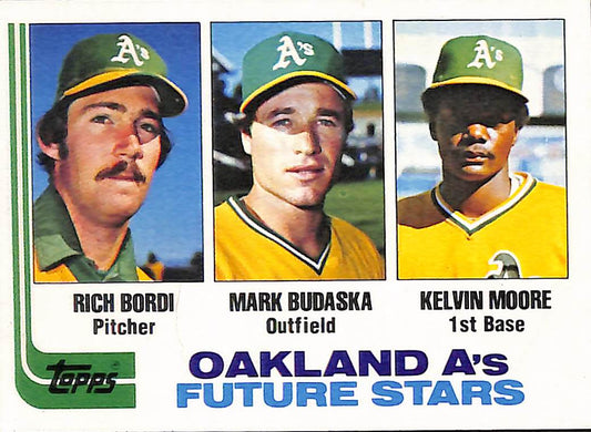 FIINR Baseball Card 1982 Topps Rich Bordi - Mark Budaska - Kelvin Moore Vintage Baseball Card #531 - Mint Condition