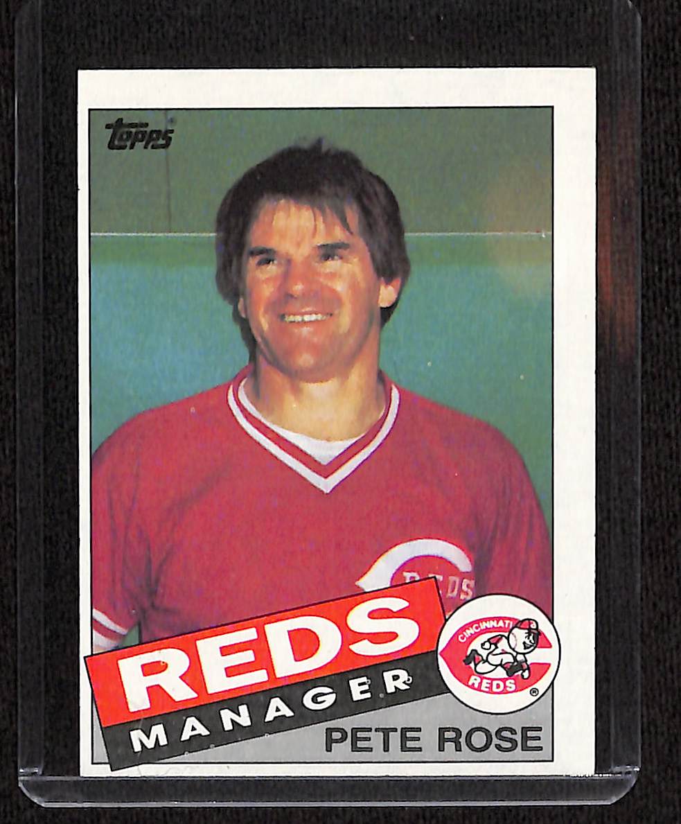 FIINR Baseball Card 1985 Topps Vintage Pete Rose Baseball Card #547 - Mint Condition - Error Cut Odd