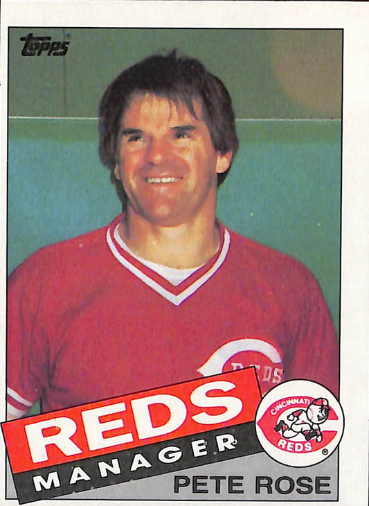 FIINR Baseball Card 1985 Topps Vintage Pete Rose Baseball Card #547 - Mint Condition - Error Cut Odd