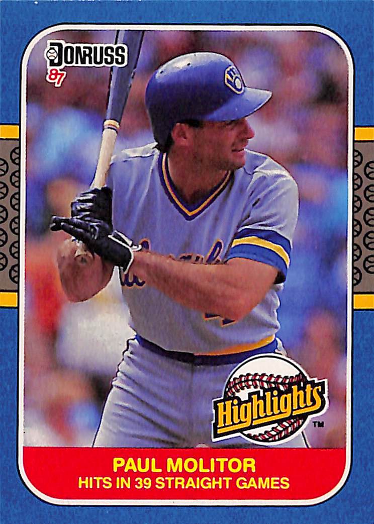 FIINR Baseball Card 1987 Donruss Paul Molitor Highlights Vintage MLB Baseball Card #29 - Mint Condition