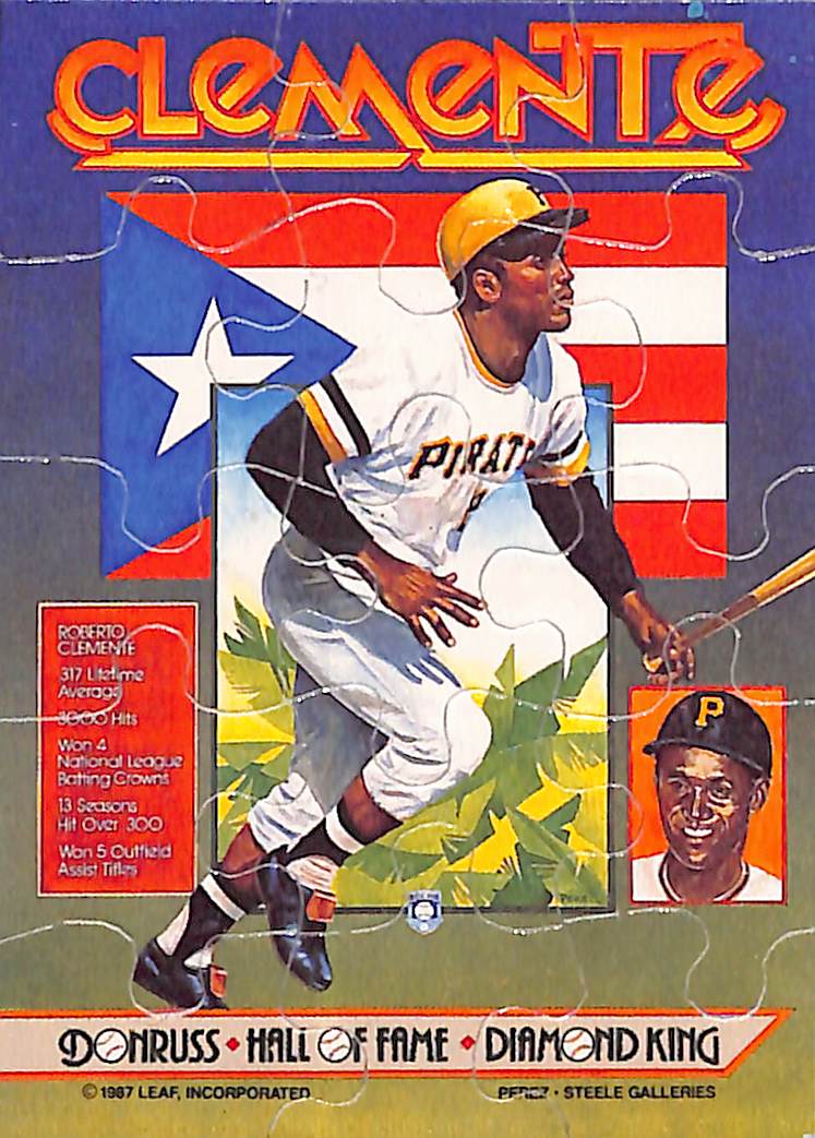 FIINR Baseball Card 1987 Donruss Puzzle Roberto Clemente Vintage Baseball Card - Puzzle Card - Mint Condition