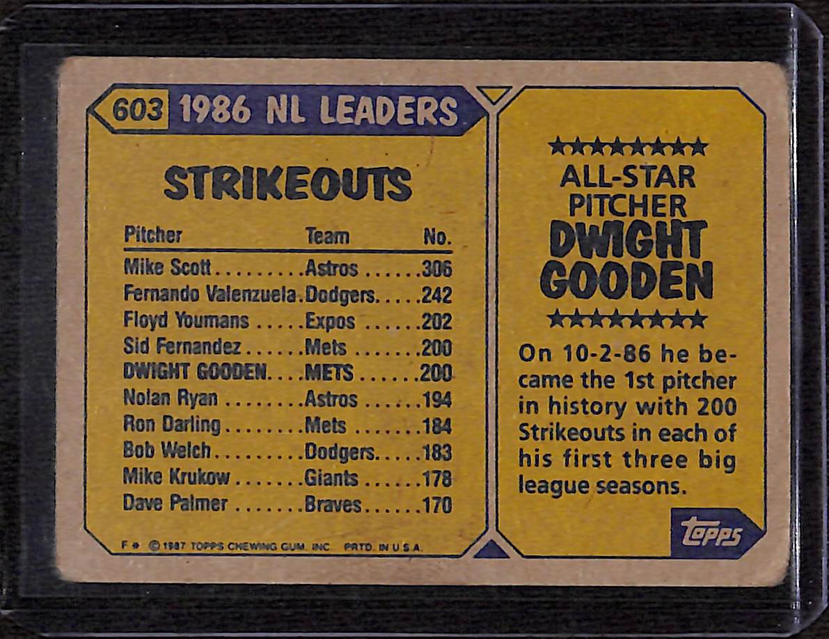 FIINR Baseball Card 1987 Topps All-Star Dwight Gooden MLB Vintage Baseball Card #603 - Ok Condition