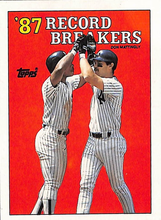 FIINR Baseball Card 1987 Topps Don Mattingly '87 Record Breaker Baseball Card #2 - Mint Condition