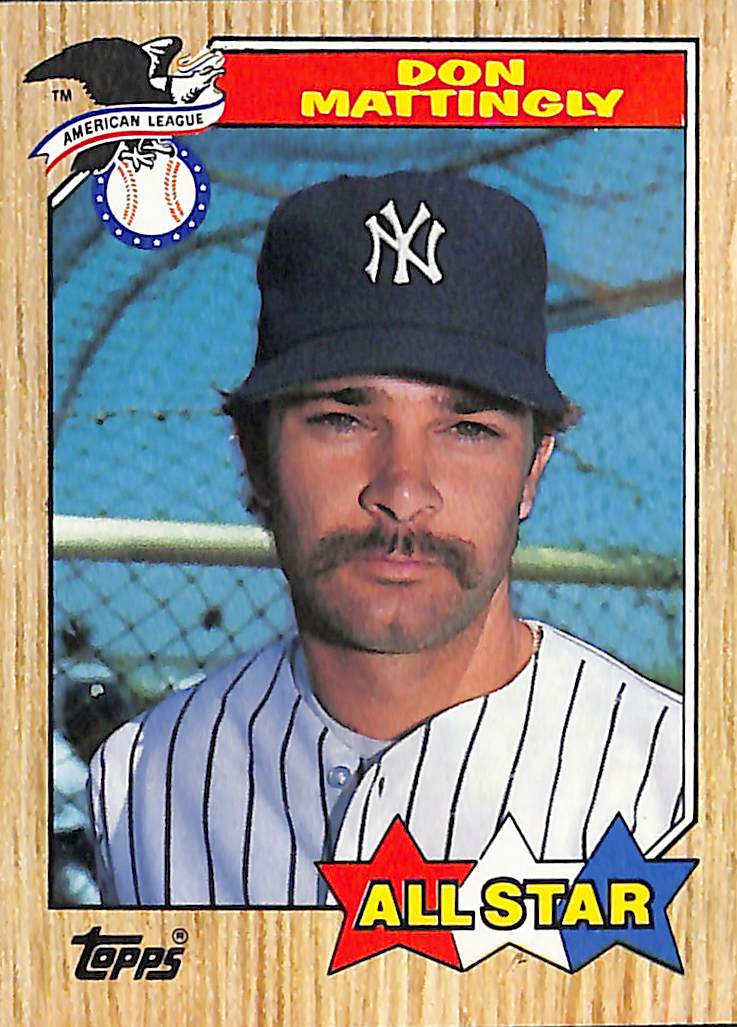 FIINR Baseball Card 1987 Topps Don Mattingly Vintage Baseball Error Card #606 - Dual Mustache Error Card - Pristine - Mint Condition
