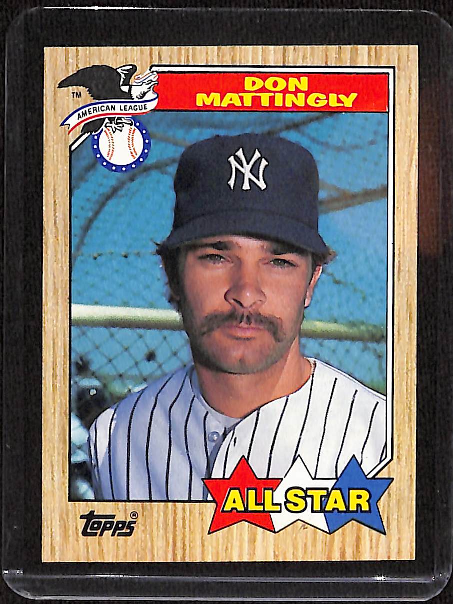 FIINR Baseball Card 1987 Topps Don Mattingly Vintage Baseball Error Card #606 - Dual Mustache Error Card - Pristine - Mint Condition
