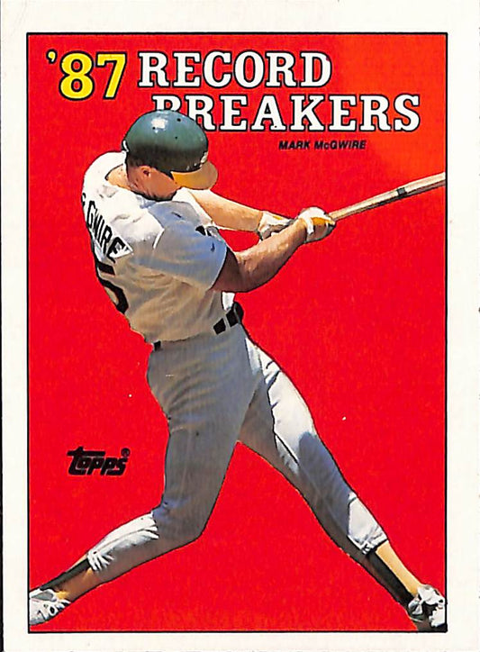 FIINR Baseball Card 1987 Topps Mark McGwire Record Brakers Rookie Baseball Card #3 - Mint Condition