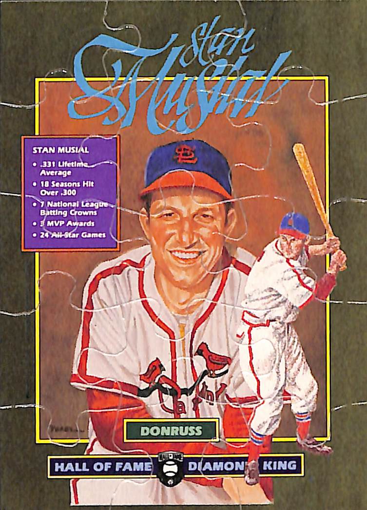 FIINR Baseball Card 1988 Donruss Stan Musial Vintage HOF Diamond Kings MLB Puzzle Baseball Card - Mint Condition
