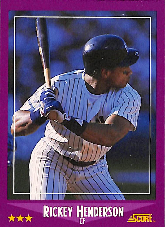 FIINR Baseball Card 1988 Score Rickey Henderson Vintage Baseball Card #13 - Mint Condition
