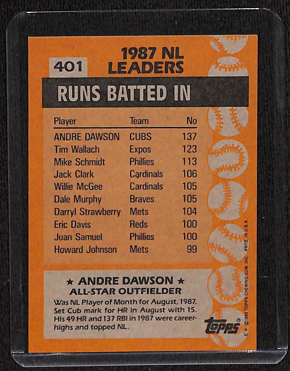FIINR Baseball Card 1988 Topps All- Star Andre Dawson Vintage Baseball Card #401 - Mint Condition