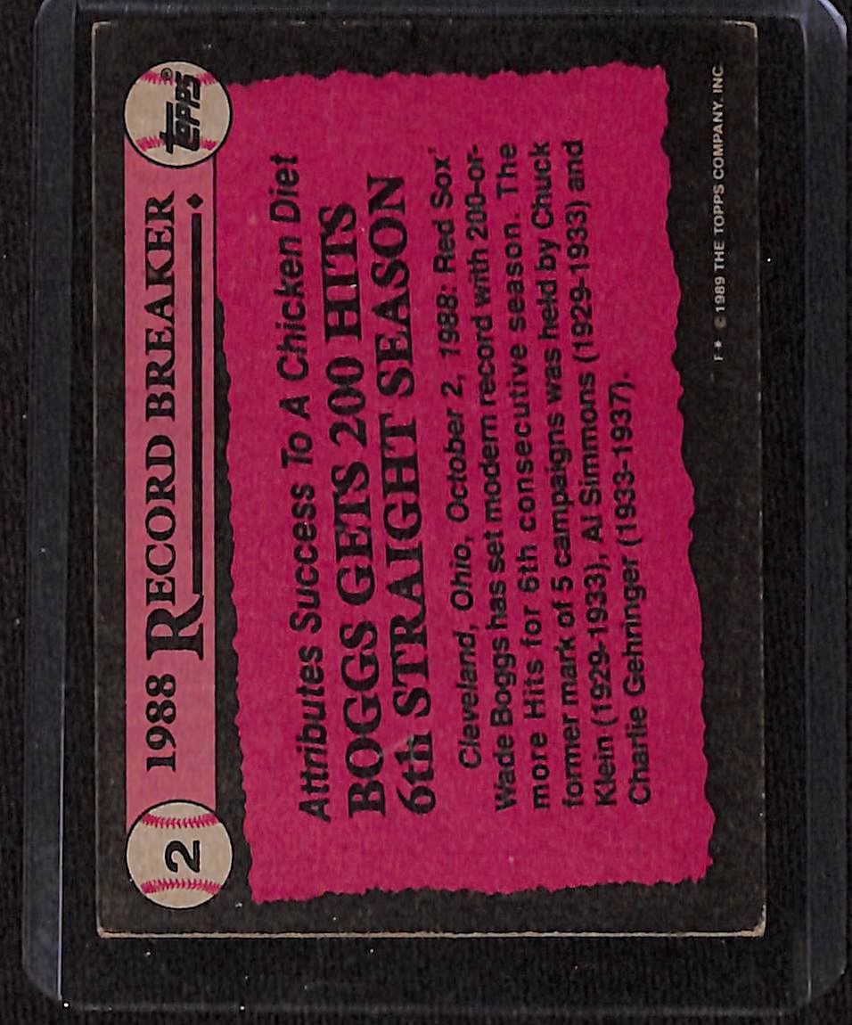 FIINR Baseball Card 1988 Topps Wade Boggs Record Breaker Baseball Card #2