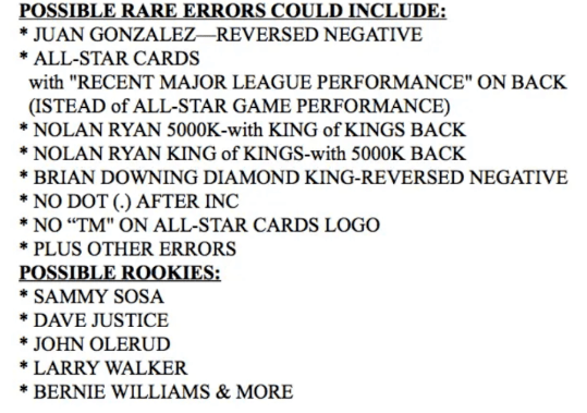 FIINR Baseball Card 1989 Donruss Fred McGriff Baseball Error Card #BC-19 - Error Card - Mint Condition