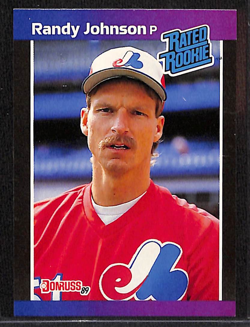 FIINR Baseball Card 1989 Donruss Rated Rookie Randy Johnson Baseball Error Card #42 Double Error - Mint Condition