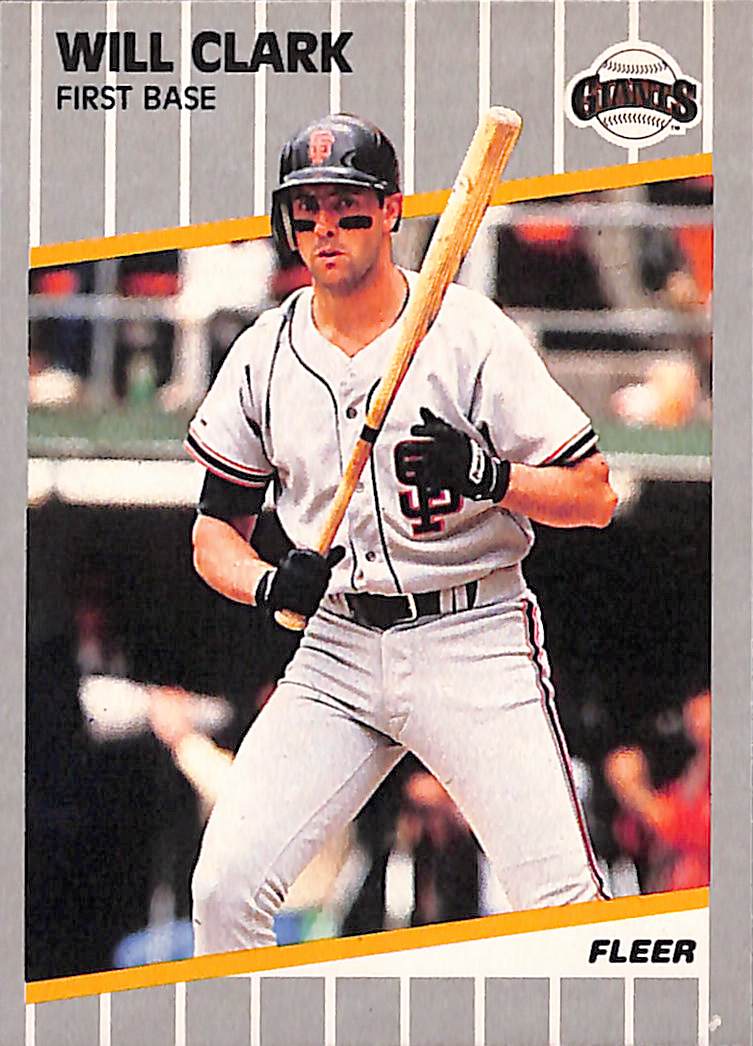 FIINR Baseball Card 1989 Fleer Will Clark Vintage MLB Baseball Player Error Card #325 - Error Card - Mint Condition