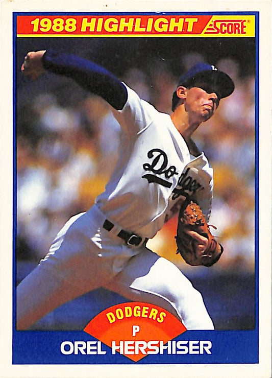 FIINR Baseball Card 1989 Score 1988 Highlight Orel Hershiser Vintage Baseball Card #653 - Mint Condition