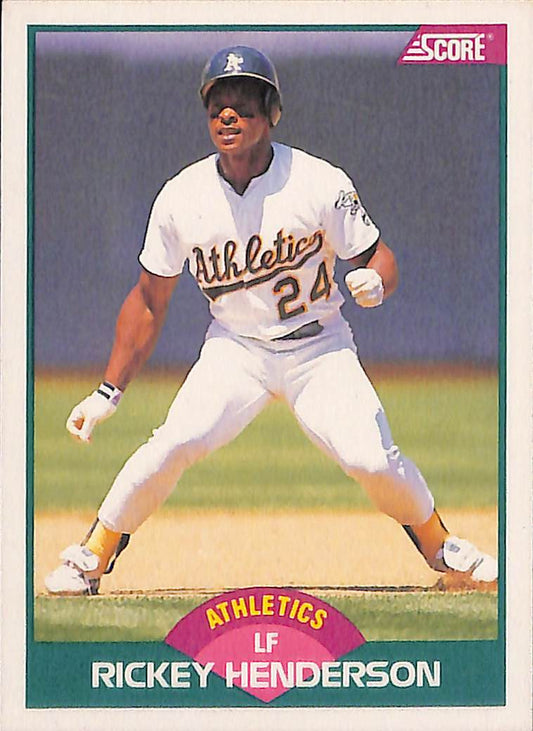 FIINR Baseball Card 1989 Score Rickey Henderson Vintage Baseball Card #50T - Mint Condition