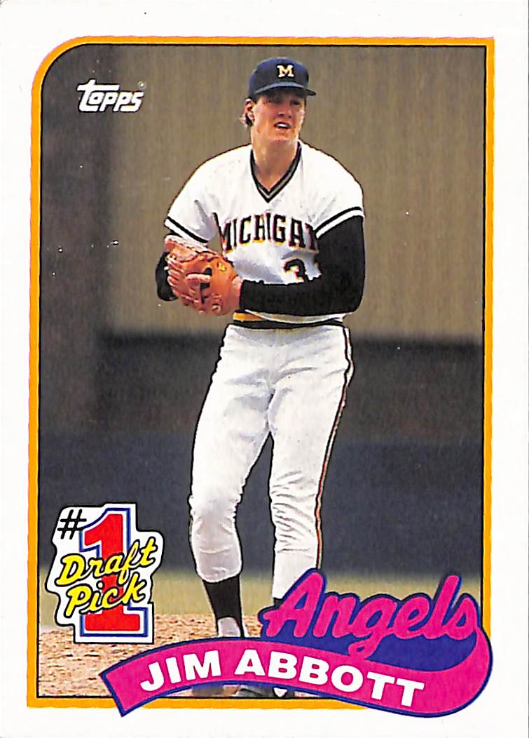 FIINR Baseball Card 1989 Topps #1 Draft Pick Jim Abbott Baseball Card #573 - Rookie Card - Mint Condition