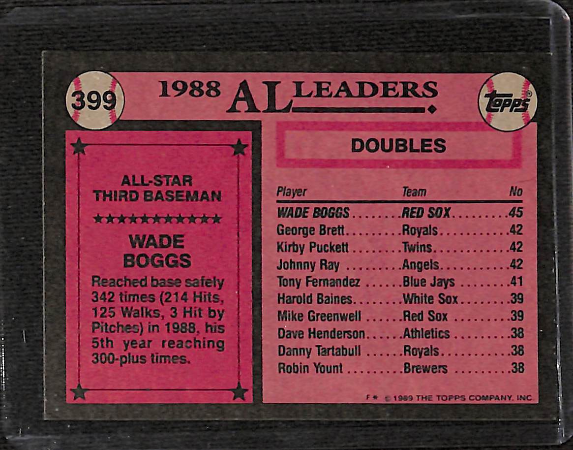FIINR Baseball Card 1989 Topps All Star Wade Boggs Baseball Card #399 - Mint Condition