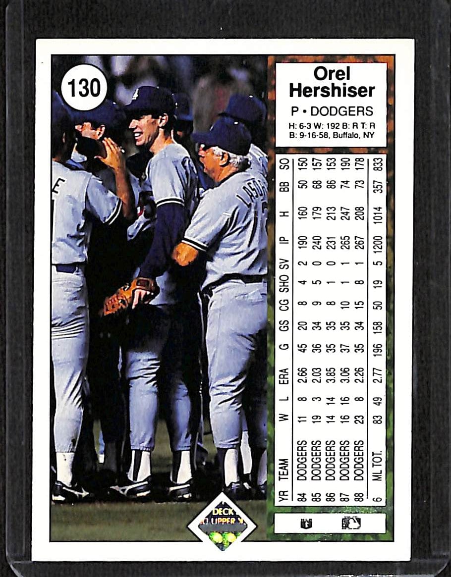 FIINR Baseball Card 1989 Upper Deck Orel Hershiser Vintage Baseball Card #130 - Mint Condition