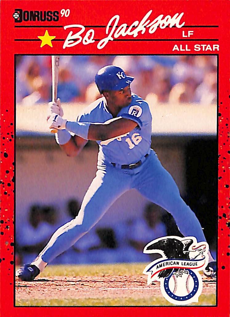 FIINR Baseball Card 1990 Donruss Bo Jackson All Star Baseball Card Royals #61 - Error Card - Mint Condition