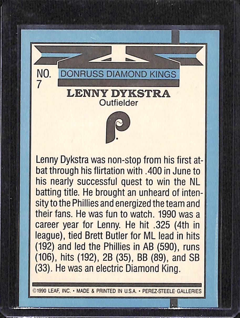 FIINR Baseball Card 1990 Donruss Diamond Kings Len Dykstra MLB Baseball Card #7 - Mint Condition