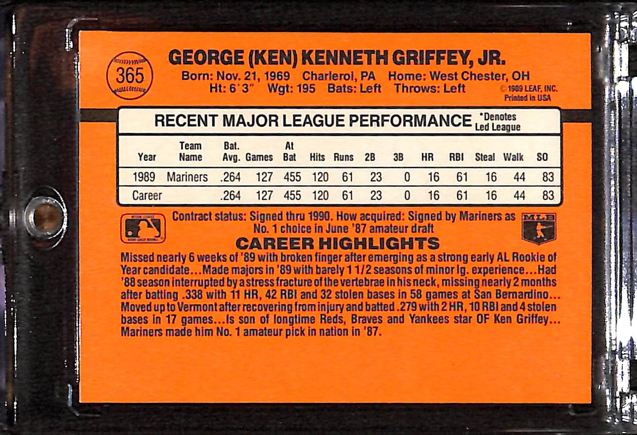 FIINR Baseball Card 1990 Donruss Ken Griffey Jr. Baseball Card #61 - Card - Mint Condition