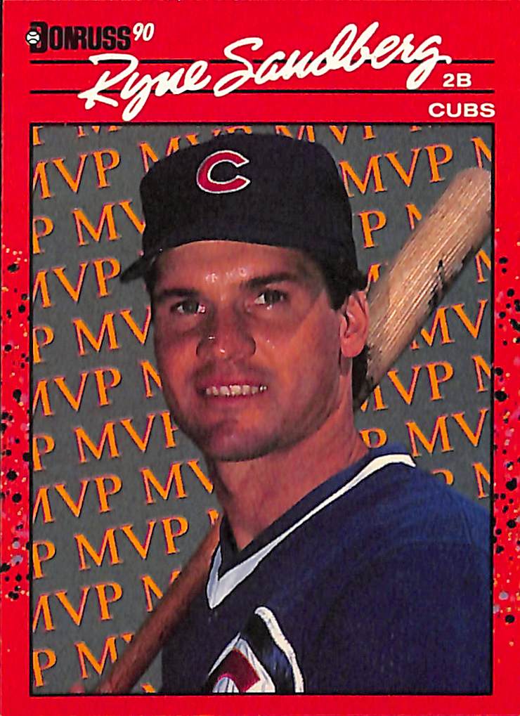 FIINR Baseball Card 1990 Donruss MVP Ryne Sandberg Baseball Error Card #BC-10 - Error Card - Mint Condition
