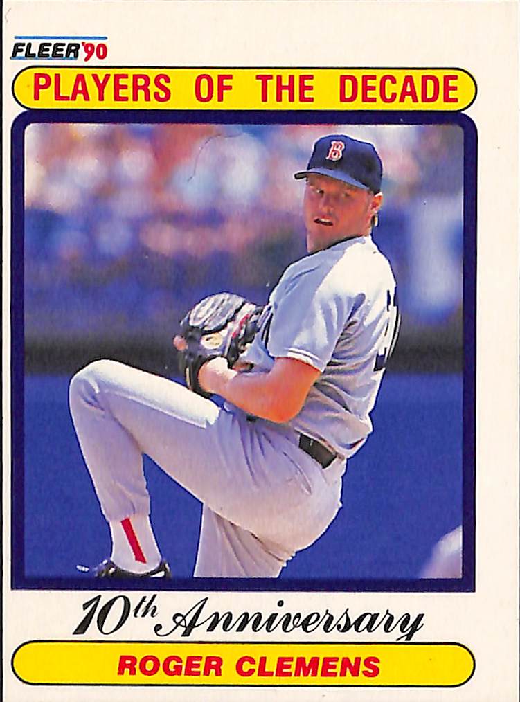 FIINR Baseball Card 1990 Fleer Players of the Decade Roger Clemens Baseball Error Card #627 - Miss Cut - Mint Condition