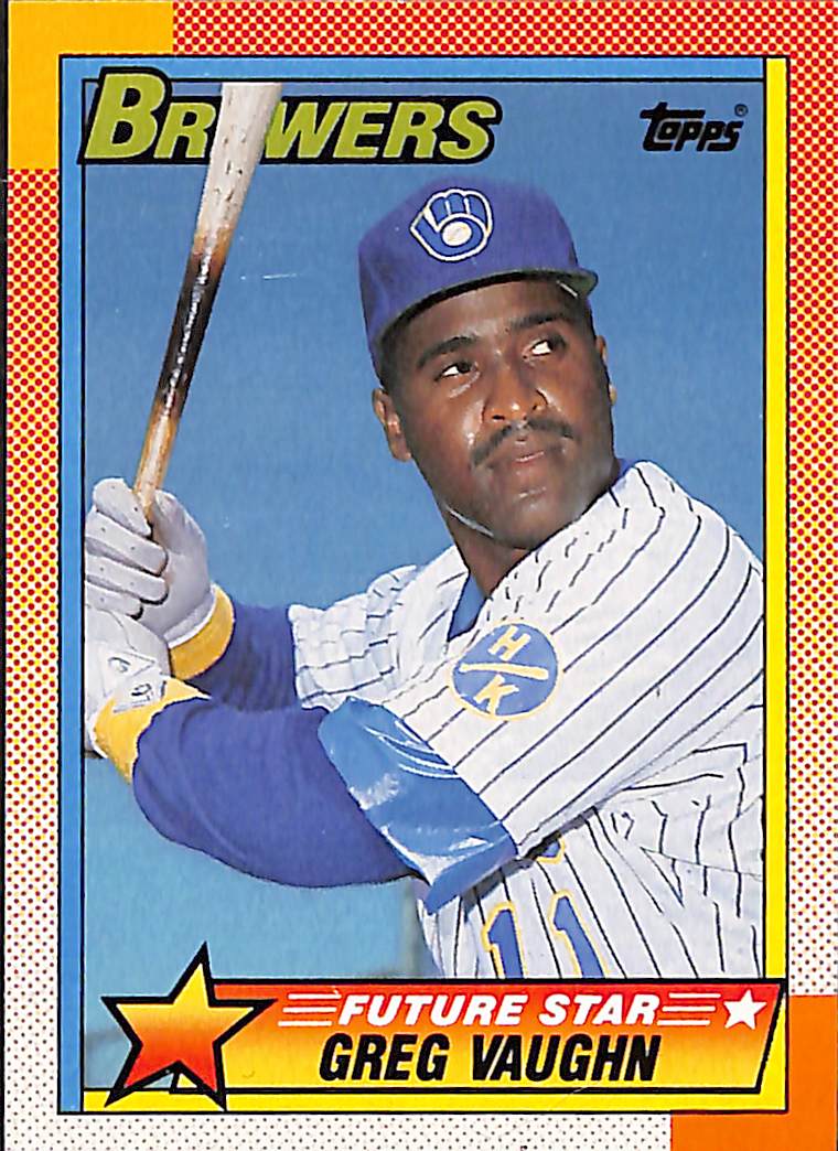 FIINR Baseball Card 1990 Topps Greg Vaughn MLB Baseball Future Star Card #57 - Future Star - Mint Condition