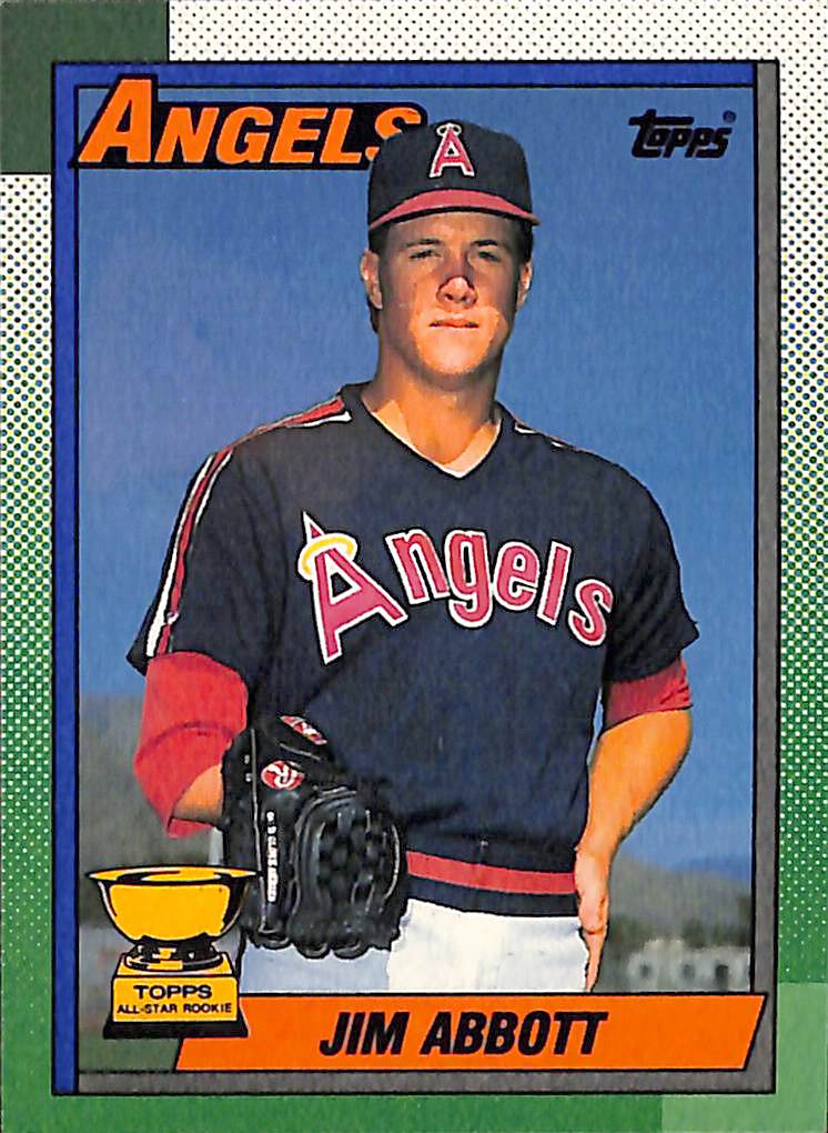 FIINR Baseball Card 1990 Topps Jim Abbott Vintage Baseball Rookie Card #675 - Rookie Card - Mint Condition