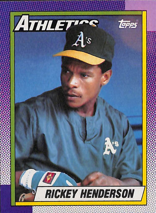 FIINR Baseball Card 1990 Topps Rickey Henderson Vintage Baseball Card #450 - Mint Condition