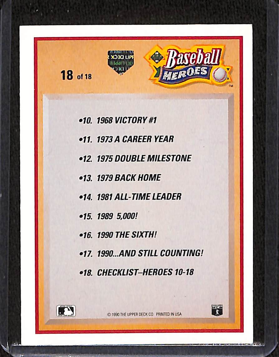 FIINR Baseball Card 1990 Upper Deck Nolan Ryan Baseball Heros Card #18 - Mint Condition