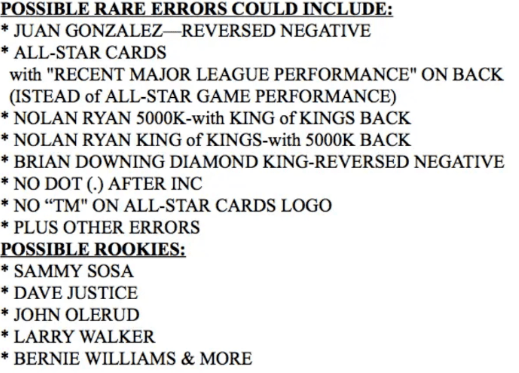 FIINR Baseball Card 1991 Donruss Carlton Fisk Baseball Error Card #BC-6 - Error Card - Mint Condition