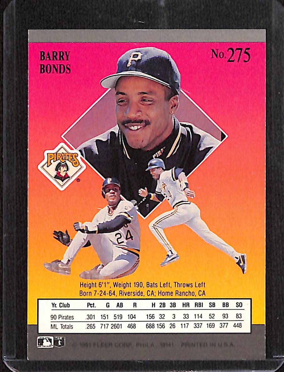 FIINR Baseball Card 1991 Fleer Ultra Barry Bonds Baseball Card #275 - Mint Condition