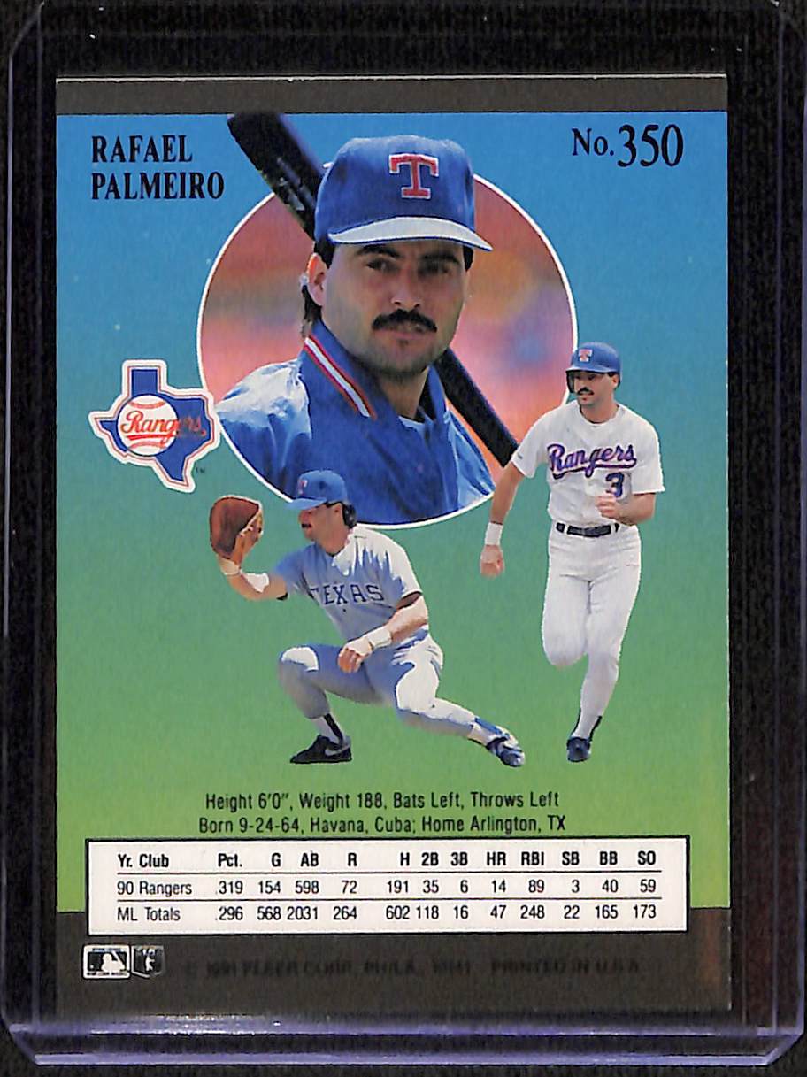 FIINR Baseball Card 1991 Fleer Ultra Rafael Palmeiro MLB Baseball Card #350 - Mint Condition