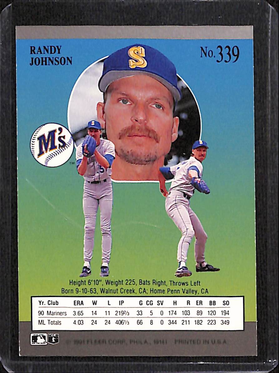 FIINR Baseball Card 1991 Fleer Ultra Randy Johnson MLB Baseball Card #339 - Mint Condition