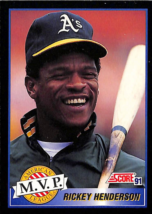 FIINR Baseball Card 1991 Score MVP Rickey Henderson Vintage Baseball Card #875 - Mint Condition