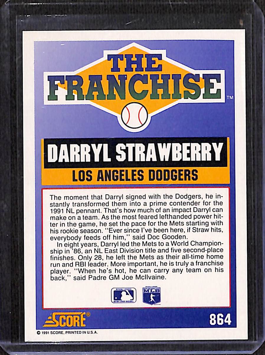 FIINR Baseball Card 1991 Score The Franchise Darryl Strawberry MLB Baseball Card #864 - Mint Condition