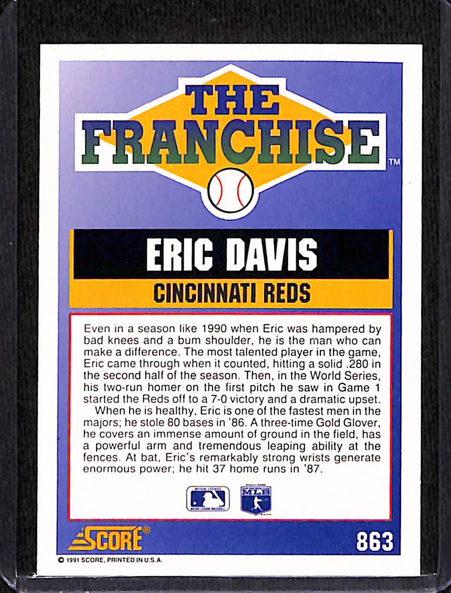 FIINR Baseball Card 1991 Score The Franchise Eric Davis MLB Baseball Card #863 - Mint Condition