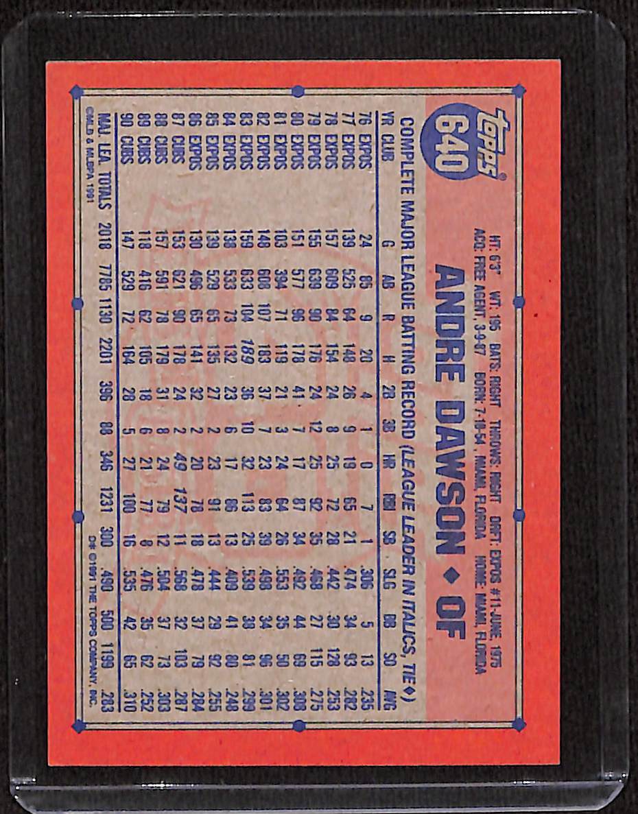 FIINR Baseball Card 1991 Topps 40 Andre Dawson Baseball Card #640 - Mint Condition