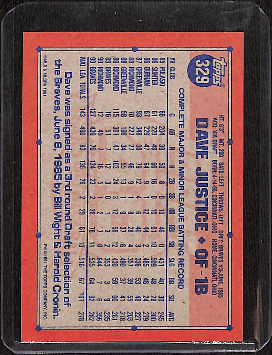 FIINR Baseball Card 1991 Topps 40 Years David Justice Rookie Baseball Card #329 - Rookie Card - Mint Condition